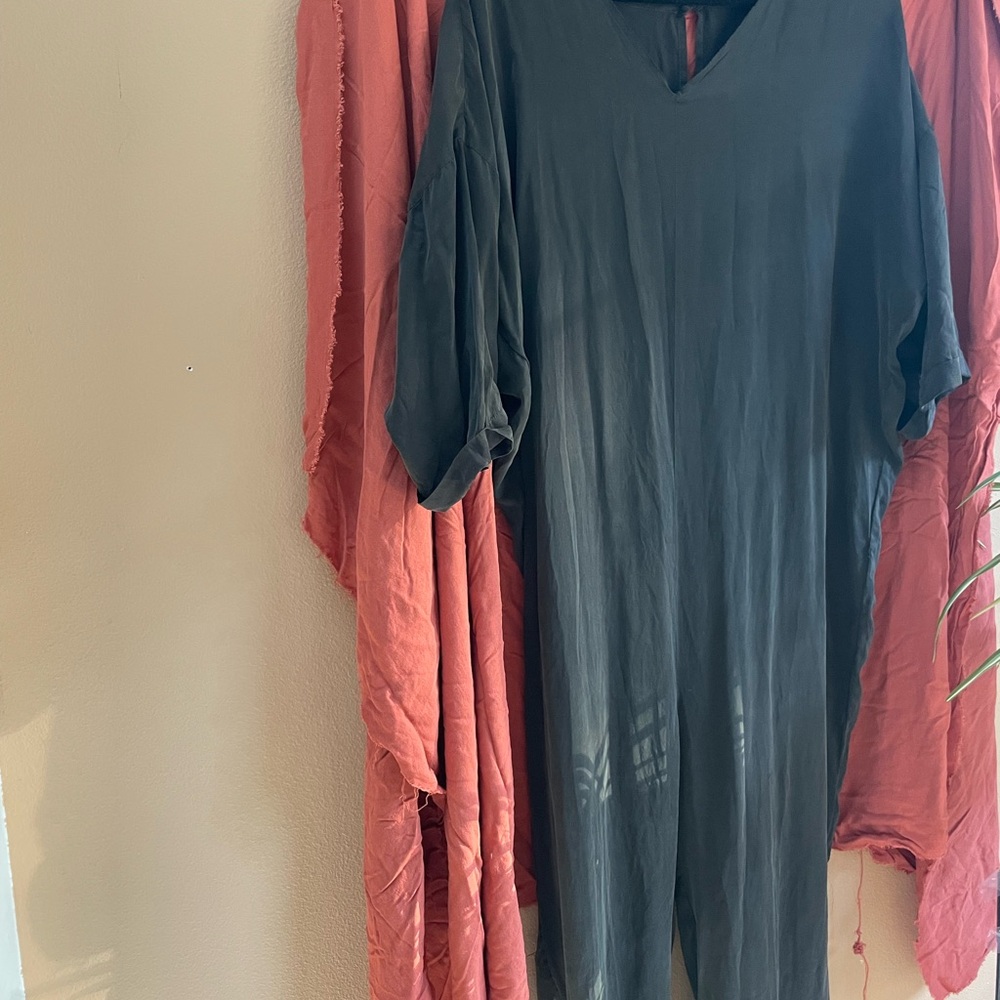 Silk black v neck jumpsuit